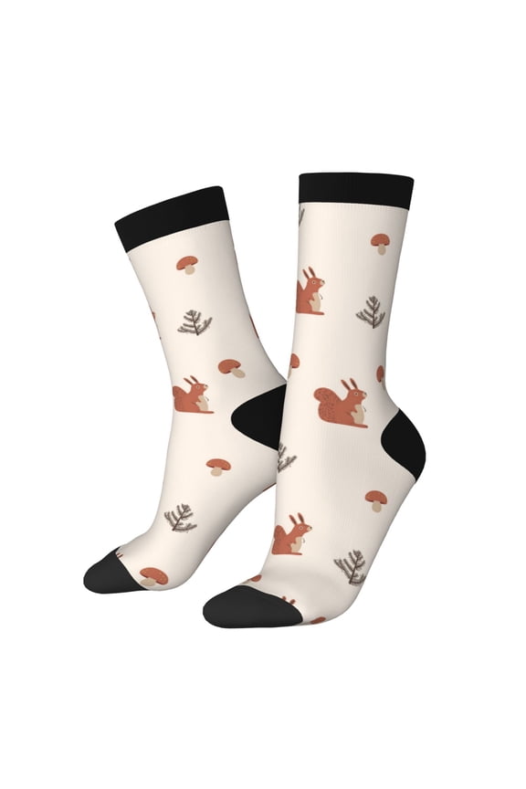 Cute Squirrel Print Adult Socks for Men & Women,Calf Socks, Ankle Socks,Boots Socks,Breathable Casual Sock,Unisex Crew Socks