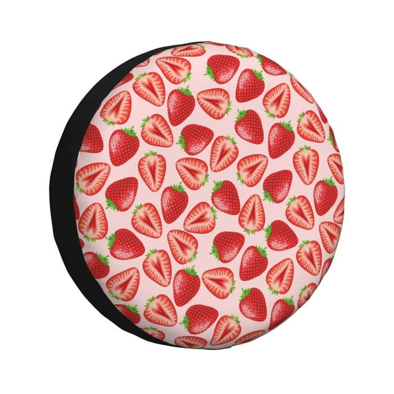 Logiee Cute Strawberry Print Spare Tire Cover, Universal Wheel Protectors,Waterproof Dust-Proof UV Sun Wheel Tire Cover,Fit for SUV, RV, Travel Trailer, Truck-14 inch