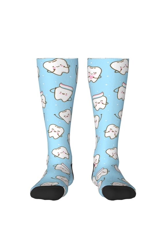 Cute Teeth Print Gift Stocking Stuffers,Adult Stockings,Novelty Socks,Funny Socks Birthday Running Walking Sleeping