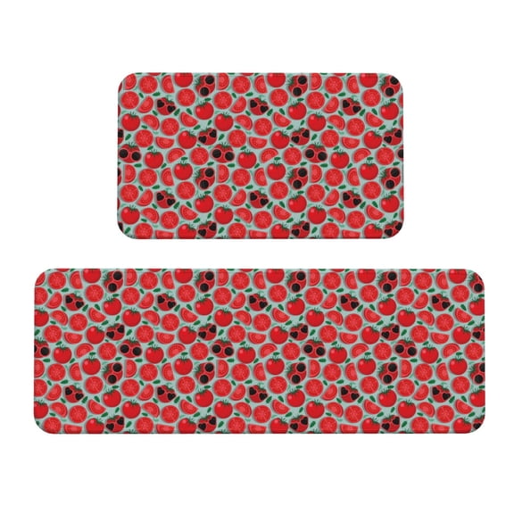 Logiee Cute Tomato Print Kitchen Mats for Floor Sets of 2,Waterproof Kitchen Rugs,Non Slip Comfort Standing Mat Rug for Home,Runner,Sink,Office,Laundry