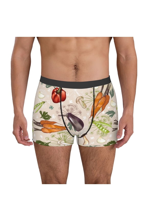 Cute Vegetables Print Mens Boxer Briefs,Boxer Briefs for Men,Breathable Stretch Underwear,Boys Boxer Briefs-Medium