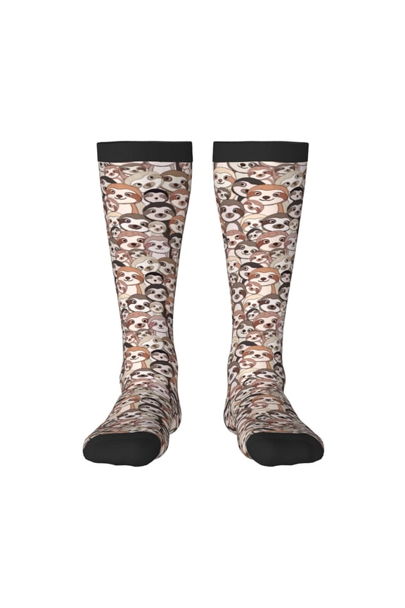 Cute brown sloth monkey Print Gift Stocking Stuffers,Adult Stockings,Novelty Socks,Funny Socks Birthday Running Walking Sleeping