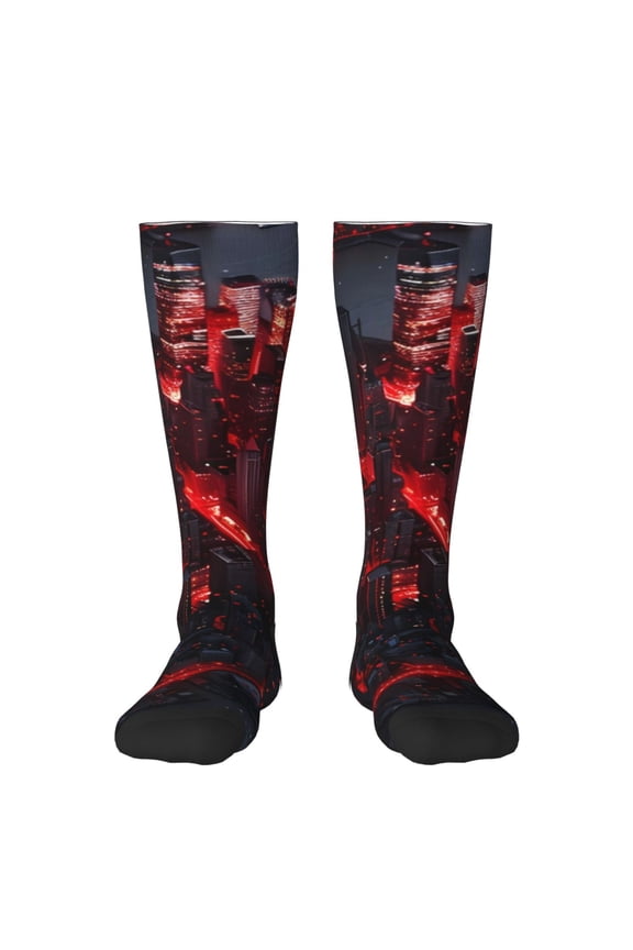 Cyberpunk Cityscape Lights Print Gift Stocking Stuffers,Adult Stockings,Novelty Socks,Funny Socks Birthday Running Walking Sleeping
