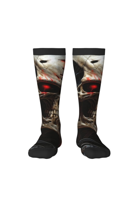 Cyberpunk Skull American Flag Print Gift Stocking Stuffers,Adult Stockings,Novelty Socks,Funny Socks Birthday Running Walking Sleeping