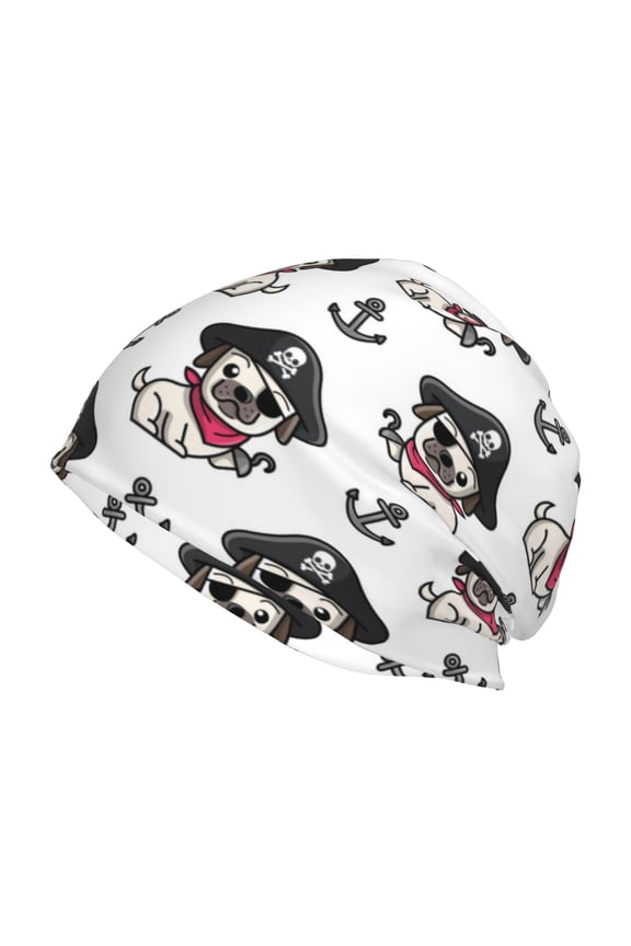 DOG IS WEARING PIRATE COSTUME Print Unisex Knit Beanie for Men Women Winter Hat,Beanies Skull Caps