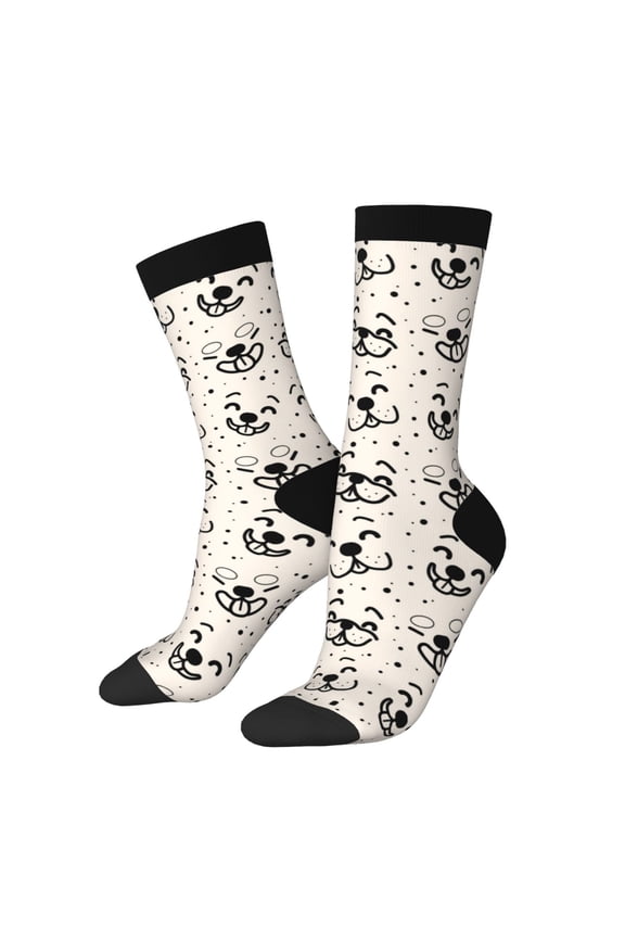 DOGS FACE Print Adult Socks for Men & Women,Calf Socks, Ankle Socks,Boots Socks,Breathable Casual Sock,Unisex Crew Socks
