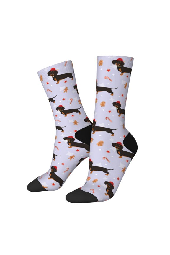 Dachshund Dog Print Adult Socks for Men & Women,Calf Socks, Ankle Socks,Boots Socks,Breathable Casual Sock,Unisex Crew Socks