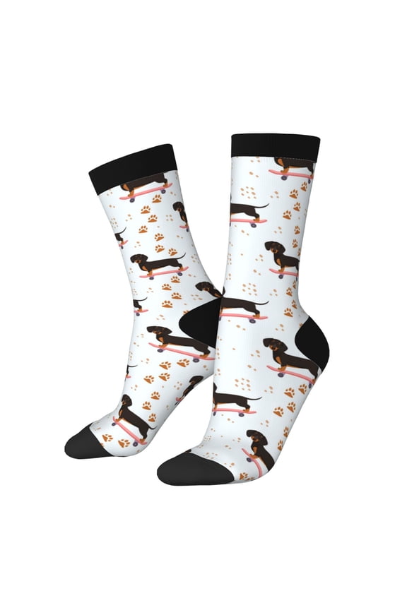 Dachshund Dog Print Adult Socks for Men & Women,Calf Socks, Ankle Socks,Boots Socks,Breathable Casual Sock,Unisex Crew Socks