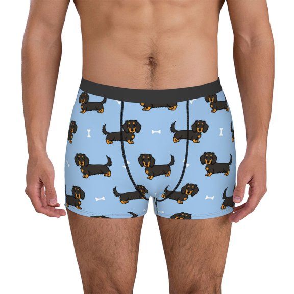 Logiee Dachshund Dog Print Mens Boxer Briefs,Boxer Briefs for Men,Breathable Stretch Underwear,Boys Boxer Briefs-XX-Large