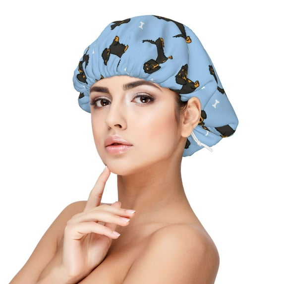 Logiee Dachshund Dog Print Silk Bonnet Satin Bonnet for Sleeping Women and Men,Double Layer Hair Bonnet for Curly Braids Hair