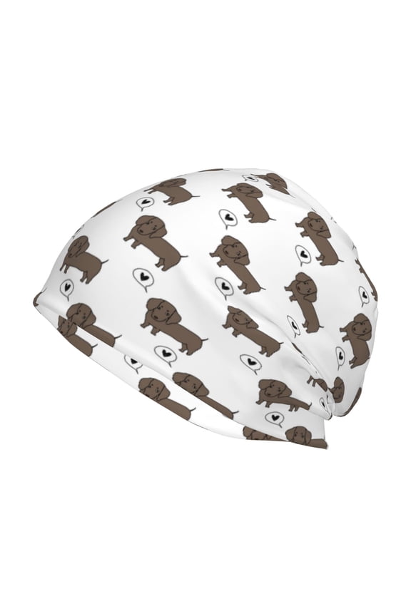 Dachshund Dog Print Unisex Knit Beanie for Men Women Winter Hat,Beanies Skull Caps