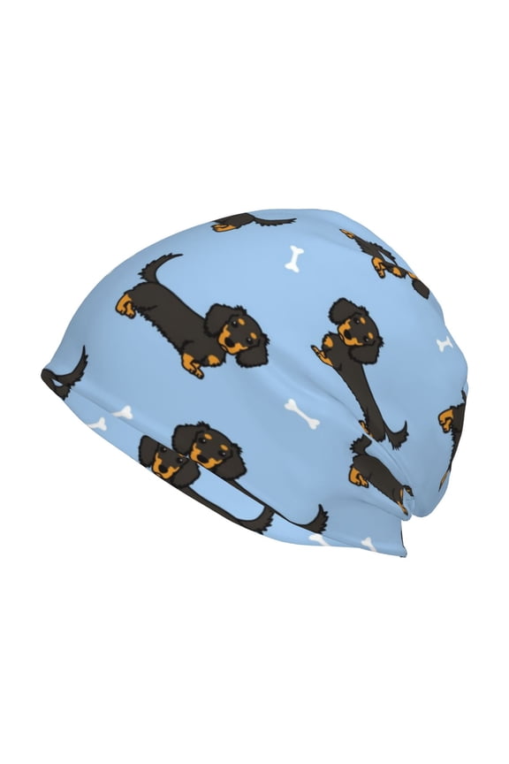 Dachshund Dog Print Unisex Knit Beanie for Men Women Winter Hat,Beanies Skull Caps