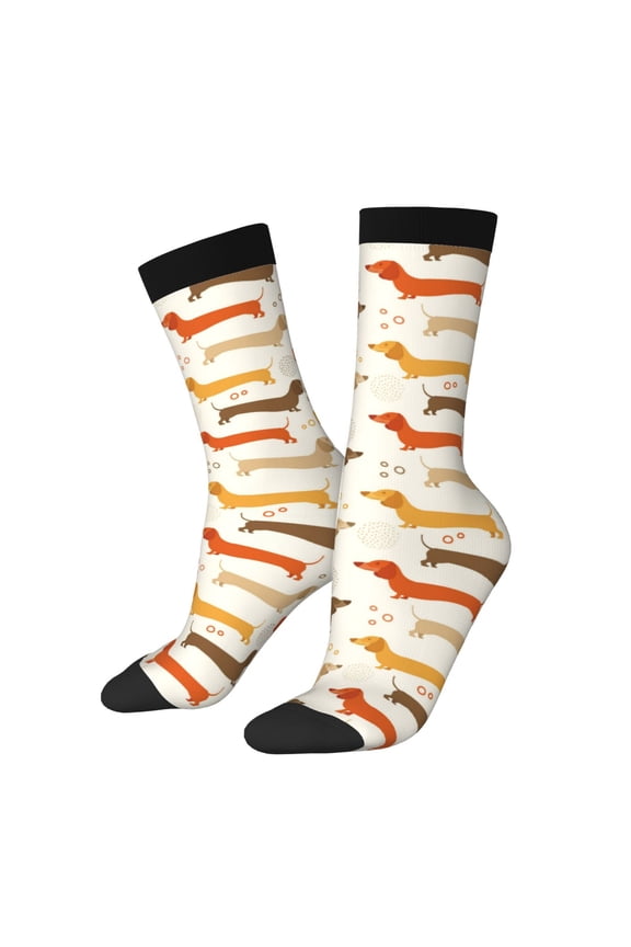 Dachshund Print Adult Socks for Men & Women,Calf Socks, Ankle Socks,Boots Socks,Breathable Casual Sock,Unisex Crew Socks