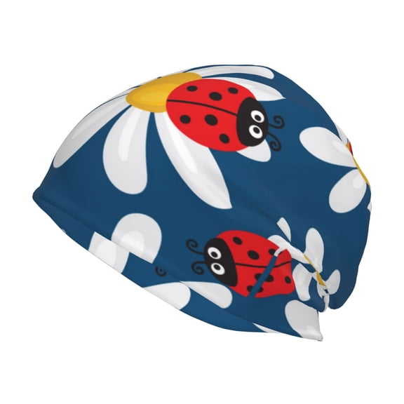 Logiee Daisies With Ladybugs Print Unisex Knit Beanie for Men Women Winter Hat,Beanies Skull Caps