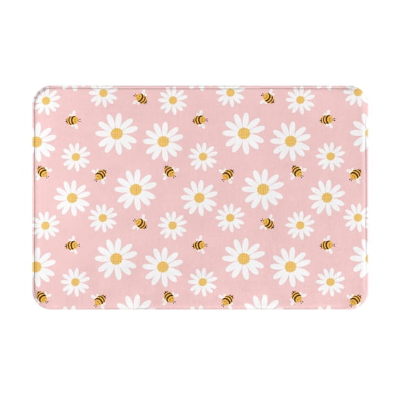 Logiee Daisy And Bee Print Welcome Mats for Entryway,Door Mat for Front Door,Entry Mat,Doormat for Garden, Garage, Patio, Home, Porch Decor