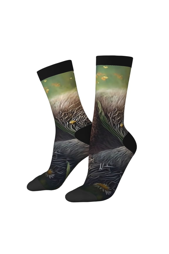 Daisy Sleeping Sloth Print Adult Socks for Men & Women,Calf Socks, Ankle Socks,Boots Socks,Breathable Casual Sock,Unisex Crew Socks