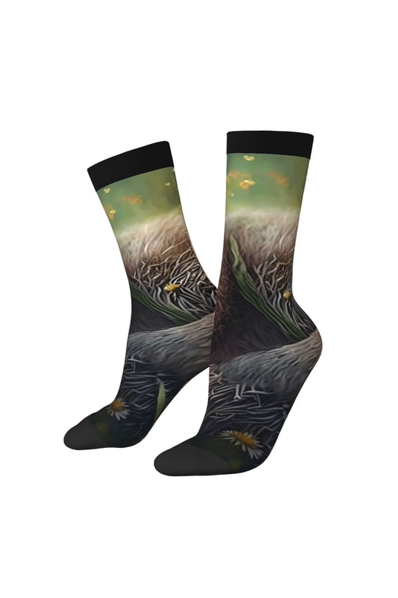 Daisy Sleeping Sloth Print Adult Socks for Men & Women,Calf Socks, Ankle Socks,Boots Socks,Breathable Casual Sock,Unisex Crew Socks