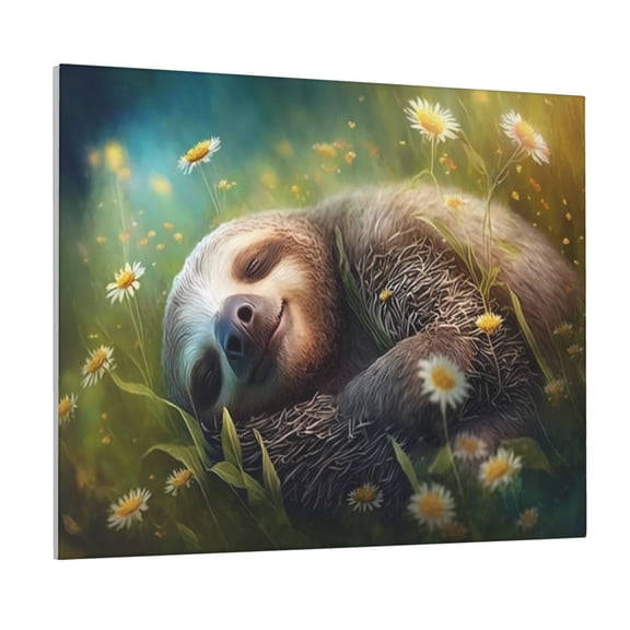 Logiee Daisy Sleeping Sloth Print Canvas Wall Art ,Art Poster,Canvas Decorative Picture,Decor Wall Pictures for Living Room Bedroom Bathroom,Ready to Hang