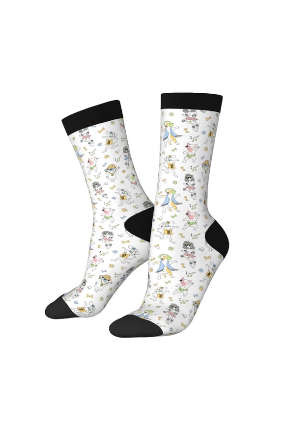 Dancing Dogs Print Adult Socks for Men & Women,Calf Socks, Ankle Socks,Boots Socks,Breathable Casual Sock,Unisex Crew Socks