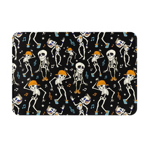 Logiee Dancing Skeleton Party Print Welcome Mats for Entryway,Door Mat for Front Door,Entry Mat,Doormat for Garden, Garage, Patio, Home, Porch Decor