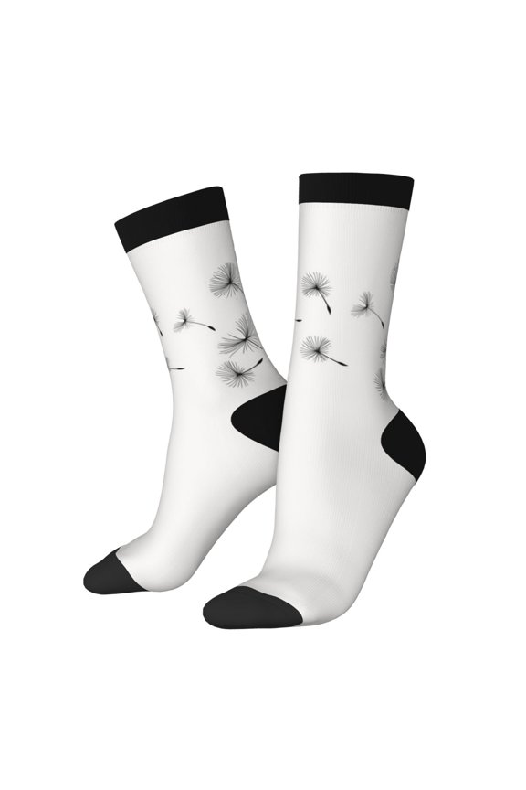 Dandelion Blowing In The Wind Print Adult Socks for Men & Women,Calf Socks, Ankle Socks,Boots Socks,Breathable Casual Sock,Unisex Crew Socks