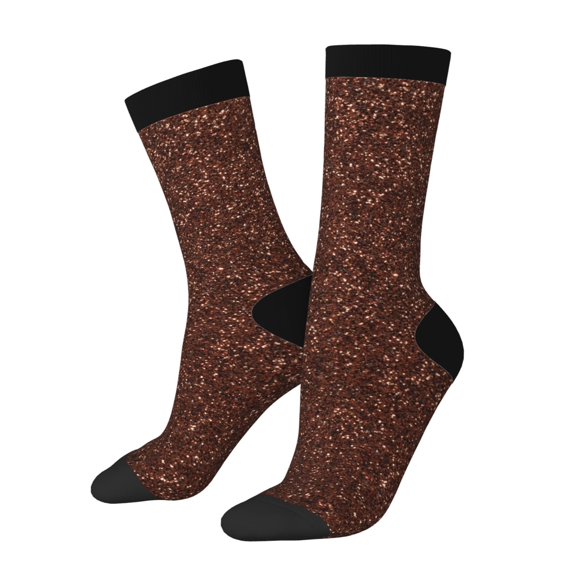 Logiee Dark Brown Glitter Print Adult Socks for Men & Women,Calf Socks, Ankle Socks,Boots Socks,Breathable Casual Sock,Unisex Crew Socks