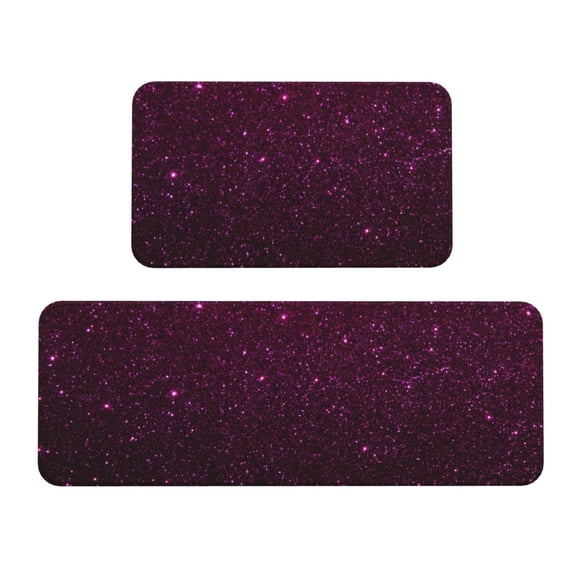 Logiee Dark Purple Glitter Print Kitchen Mats for Floor Sets of 2,Waterproof Kitchen Rugs,Non Slip Comfort Standing Mat Rug for Home,Runner,Sink,Office,Laundry