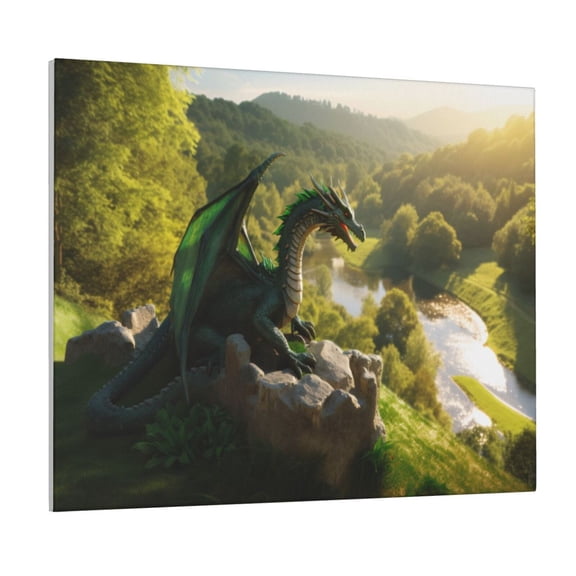 Logiee Deep Forest Stone Green Dragon Print Canvas Wall Art ,Art Poster,Canvas Decorative Picture,Decor Wall Pictures for Living Room Bedroom Bathroom,Ready to Hang
