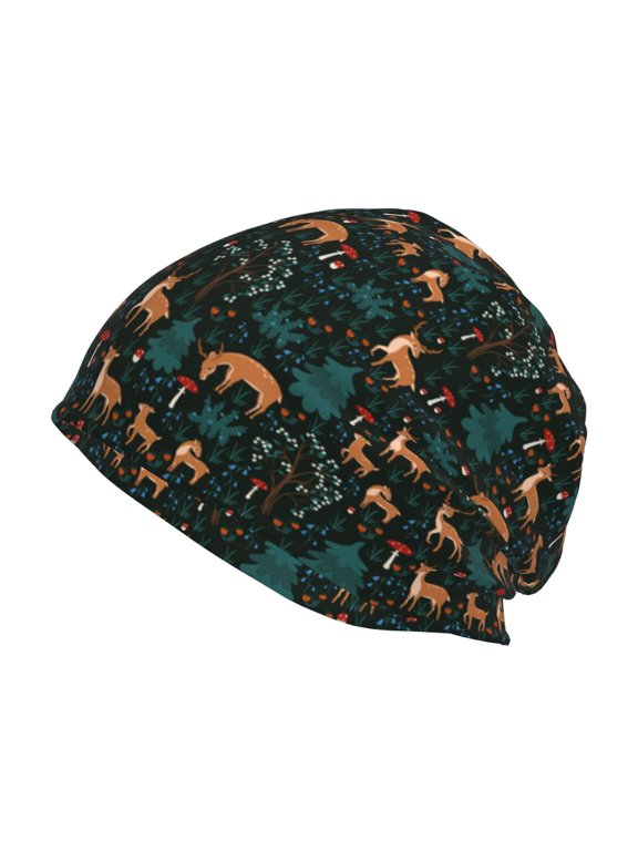 Deers In The Forest Print Unisex Knit Beanie for Men Women Winter Hat,Beanies Skull Caps