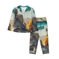 thumbnail image 1 of Logiee Desert Monkeys Drive Print Womens Pajamas Set,Long Sleeve Sleepwear,Button Down Lounge Set 2 Pieces,Soft Nightwear Pjs Set-Large, 1 of 7