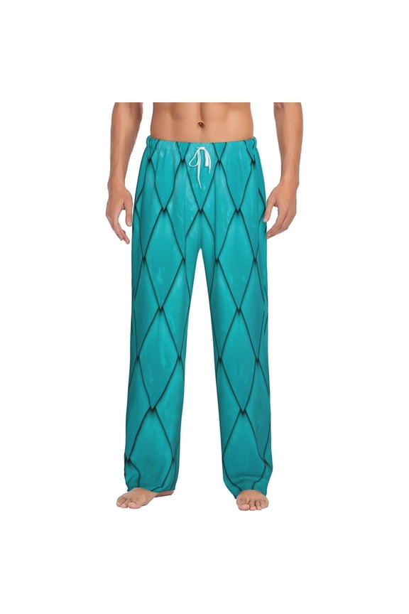 Diamond Shaped Print Pajama Pants for Men,Men’s Pajama Bottoms,Mens PJ Pants with Pockets & Button Fly-Small