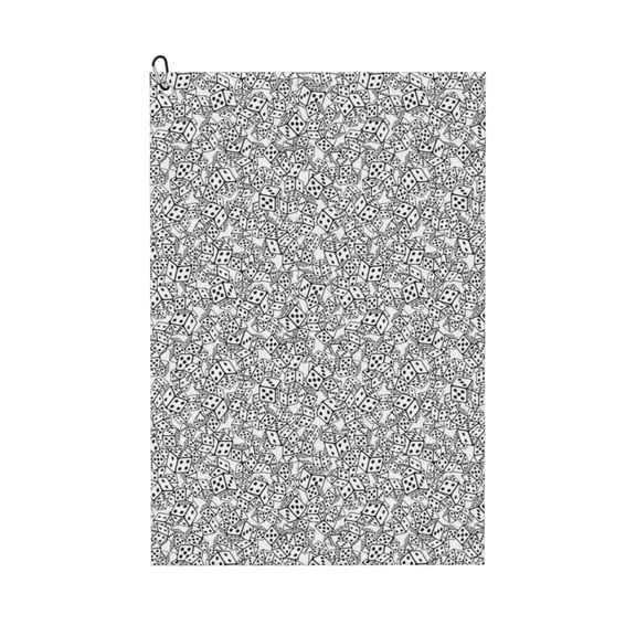 Logiee Dice Cubes Print Golf Towels,16" x 24" Portable Golf Towel for Golf Bag with Carabiner Clip to Quickly Remove Sand,Mud and Sweat