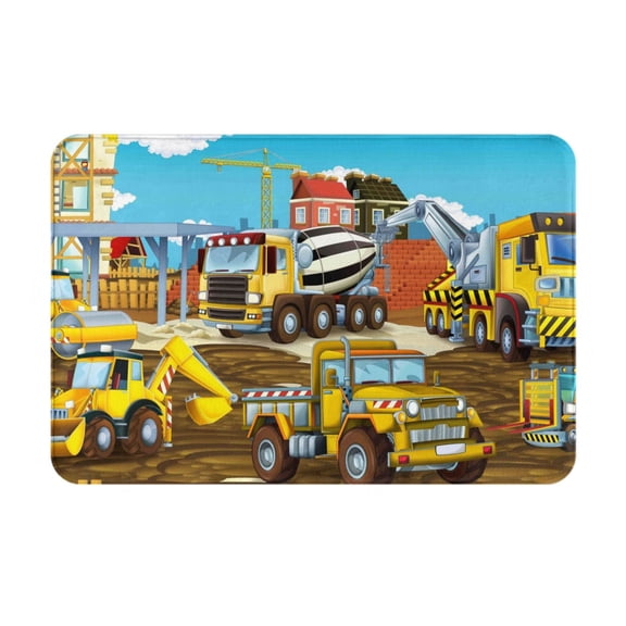 Logiee Different Construction Site Vehicles Print Welcome Mats for Entryway,Door Mat for Front Door,Entry Mat,Doormat for Garden, Garage, Patio, Home, Porch Decor