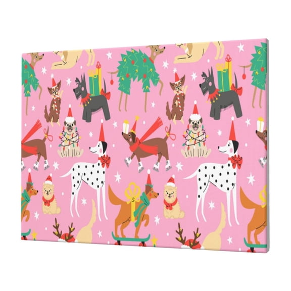 Logiee Different Dogs Christmas Print Canvas Wall Art,Canvas Picture Prints with Frame, Wall Art Decorative,Canvas Decorative,Suitable for Living Room Bedroom Office Room 30x40
