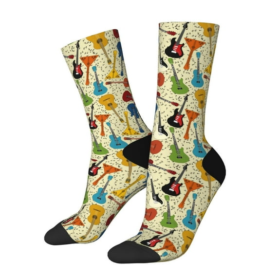 Logiee Different Kind Of Guitars Print Adult Socks for Men & Women,Calf Socks, Ankle Socks,Boots Socks,Breathable Casual Sock,Unisex Crew Socks