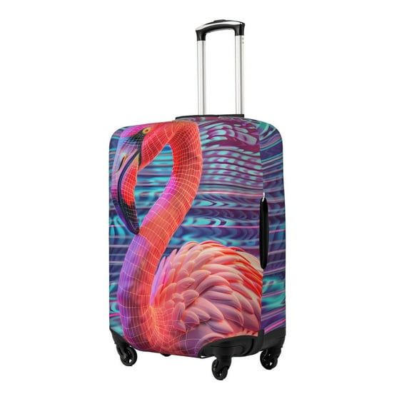 Logiee Digital Flamingo Vibrant Art Print Travel Luggage Cover,Suitcase Protector, Washable Elastic Suitcase Baggage Cover,Closure for Wheeled Suitcase Fit 18-32 Inch Luggage-Medium