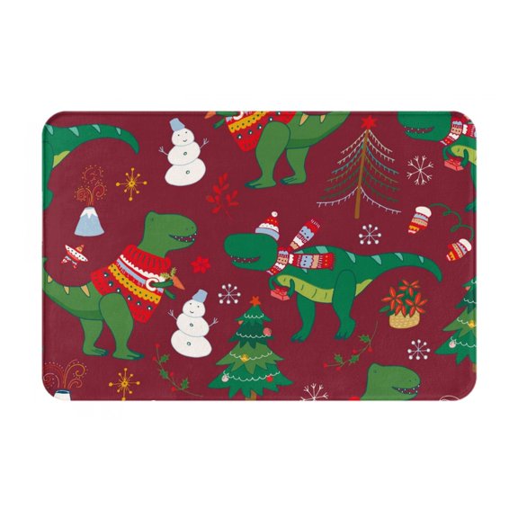 Logiee Dinosaur Christmas Happy New Year Print Welcome Mats for Entryway,Door Mat for Front Door,Entry Mat,Doormat for Garden, Garage, Patio, Home, Porch Decor