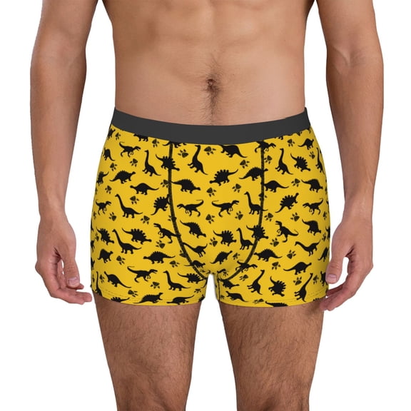 Logiee Dinosaur Print Mens Boxer Briefs,Boxer Briefs for Men,Breathable Stretch Underwear,Boys Boxer Briefs-Large