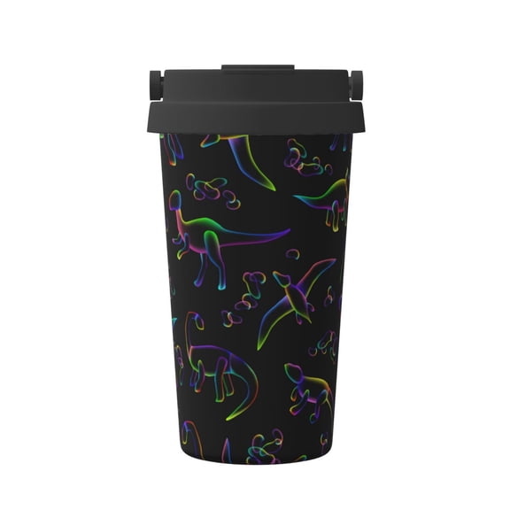 Logiee Dinosaur Print Stainless Steel Coffee Tumbler, Travel Coffee Mug, Insulated Coffee Mug with Lid, Spill Proof Coffee Cup, Portable Thermal Mug