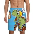 thumbnail image 1 of Logiee Dinosaur Riding a Motorcycle Print Men's Pajama Shorts with Drawstring & Pockets,Sleep Shorts for Men,Sleepwear Bottoms,Elastic Waistband Loungewear-Small, 1 of 6