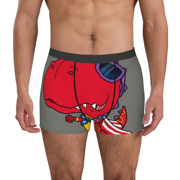 Logiee Dinosaur Super Hero Cartoon Print Mens Boxer Briefs,Boxer Briefs for Men,Breathable Stretch Underwear,Boys Boxer Briefs-Large