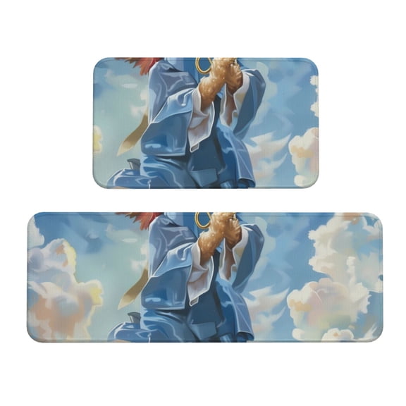 Logiee Dog Angel Ascension Print Kitchen Mats for Floor Sets of 2,Waterproof Kitchen Rugs,Non Slip Comfort Standing Mat Rug for Home,Runner,Sink,Office,Laundry