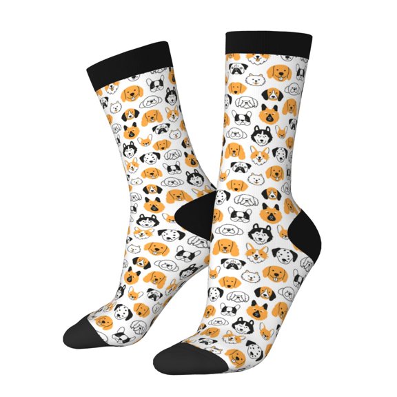 Logiee Dog Faces Print Adult Socks for Men & Women,Calf Socks, Ankle Socks,Boots Socks,Breathable Casual Sock,Unisex Crew Socks