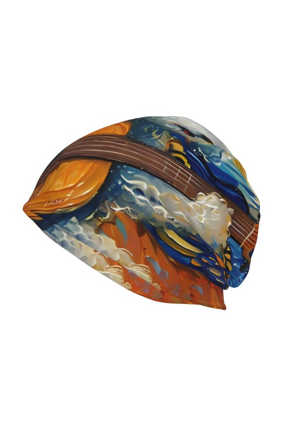 Dog Guitar Starry Night Print Unisex Knit Beanie for Men Women Winter Hat,Beanies Skull Caps