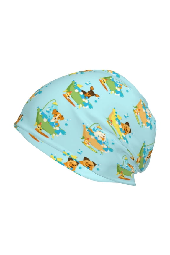 Doggy In Bubble Bath Print Unisex Knit Beanie for Men Women Winter Hat,Beanies Skull Caps