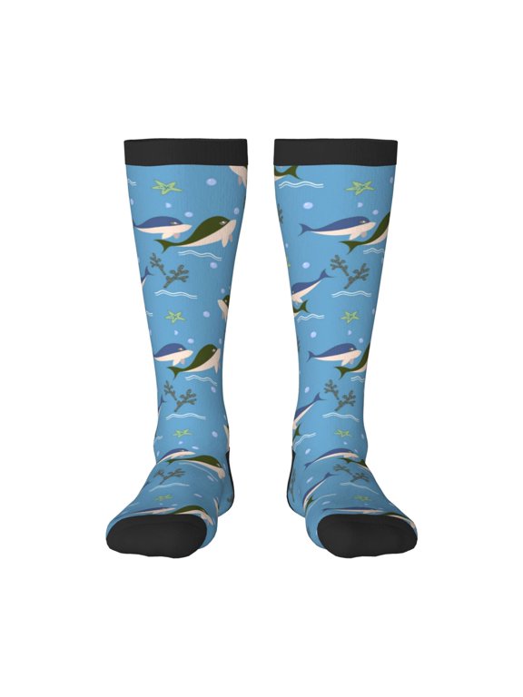 Dolphin Lovers Print Gift Stocking Stuffers,Adult Stockings,Novelty Socks,Funny Socks Birthday Running Walking Sleeping