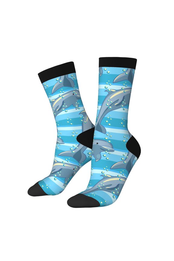 Dolphin Print Adult Socks for Men & Women,Calf Socks, Ankle Socks,Boots Socks,Breathable Casual Sock,Unisex Crew Socks