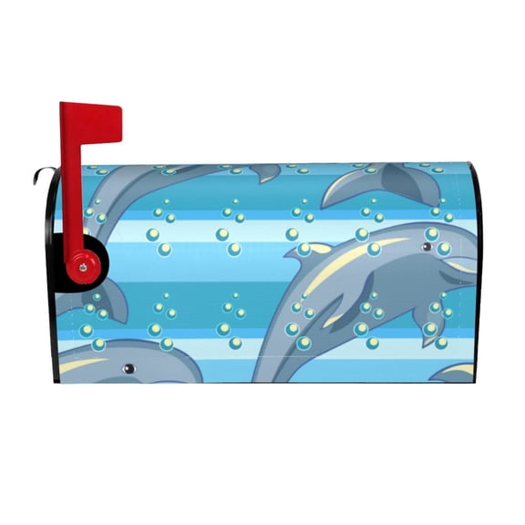 Logiee Dolphin Print Post Letter Box Wrap Decor, Mailbox Cover Suitable for Standard Mailbox and Large Size Mailbox,Outdoor Yard Decoration-25.5x21 in