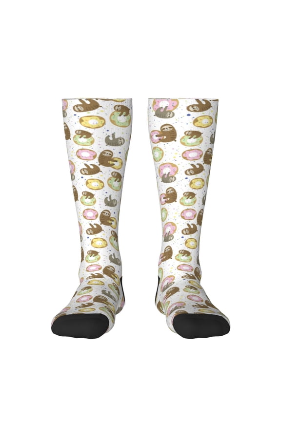 Donut Sloth Print Gift Stocking Stuffers,Adult Stockings,Novelty Socks,Funny Socks Birthday Running Walking Sleeping