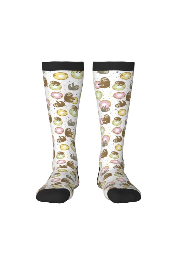 Donut Sloth Print Gift Stocking Stuffers,Adult Stockings,Novelty Socks,Funny Socks Birthday Running Walking Sleeping